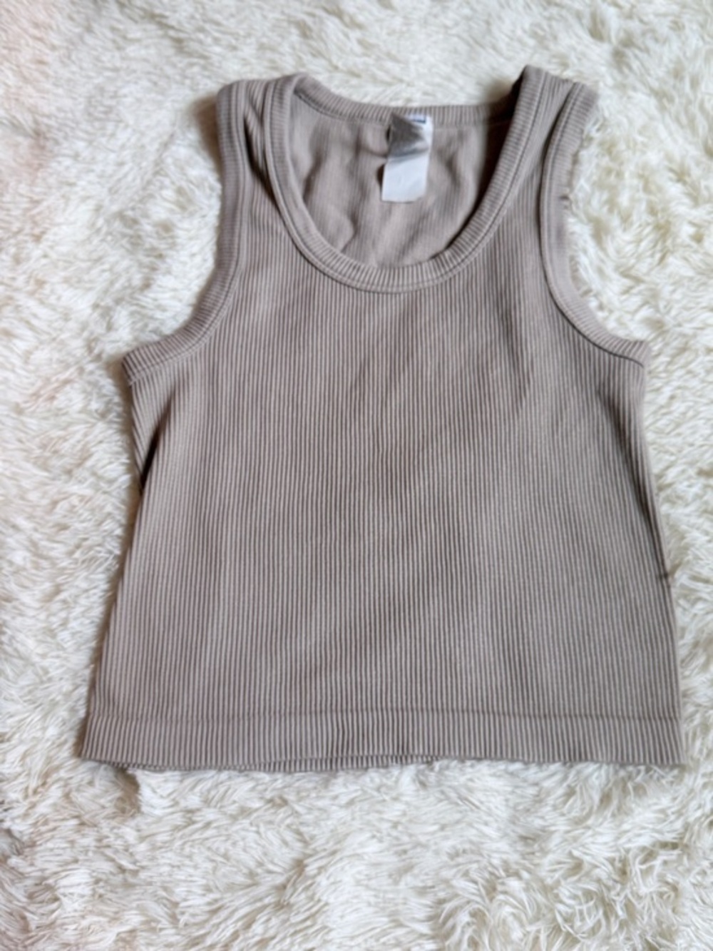 Old Navy Taupe Ribbed Tank Top - Women's Sleeveless Scoop Neck